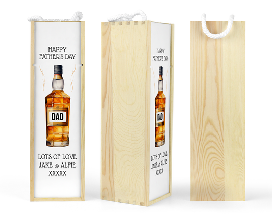 Personalised Wooden Bottle Gift Box - Whisky Father's Day