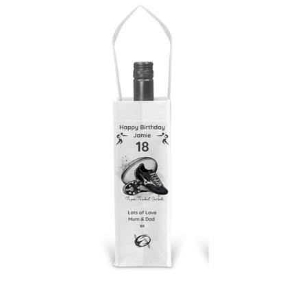 Personalised Bottle Gift Bag - Rugby Design