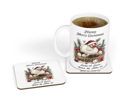 Personalised Mug & Coaster - Christmas Chicken