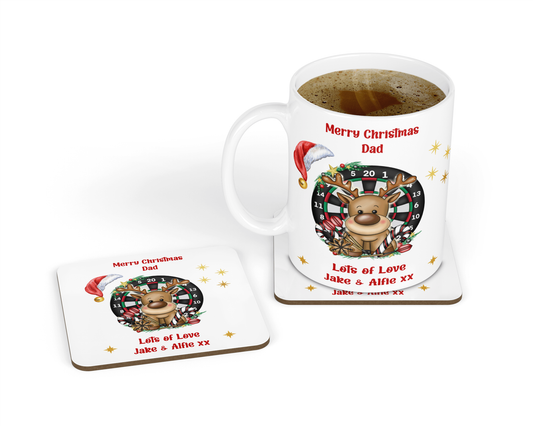Personalised Mug & Coaster - Christmas Dartboard