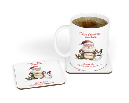 Personalised Mug & Coaster - Christmas Santa Scroll