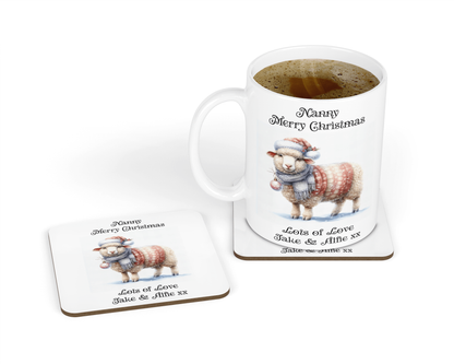 Personalised Mug & Coaster - Christmas Sheep
