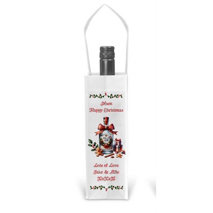 Personalised Bottle Gift Bag - Christmas Gin Design