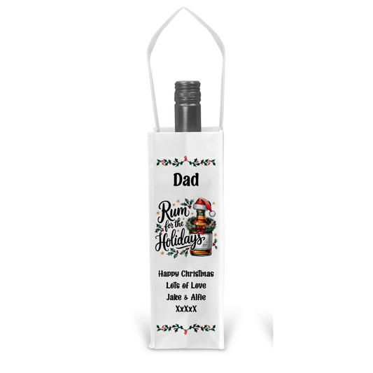 Personalised Bottle Gift Bag - Christmas Rum Design