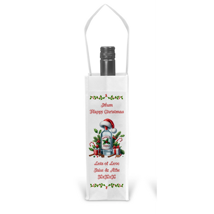 Personalised Bottle Gift Bag - Christmas Vodka Design