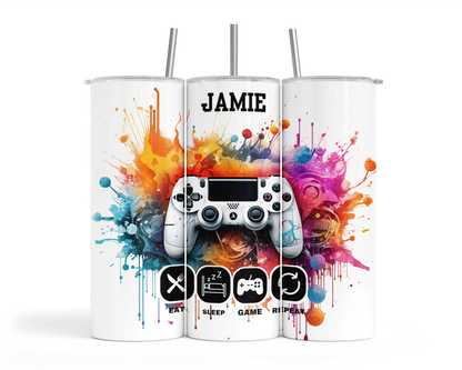 Personalised Insulated Tumbler Travel Sports Bottle - Gaming Controller