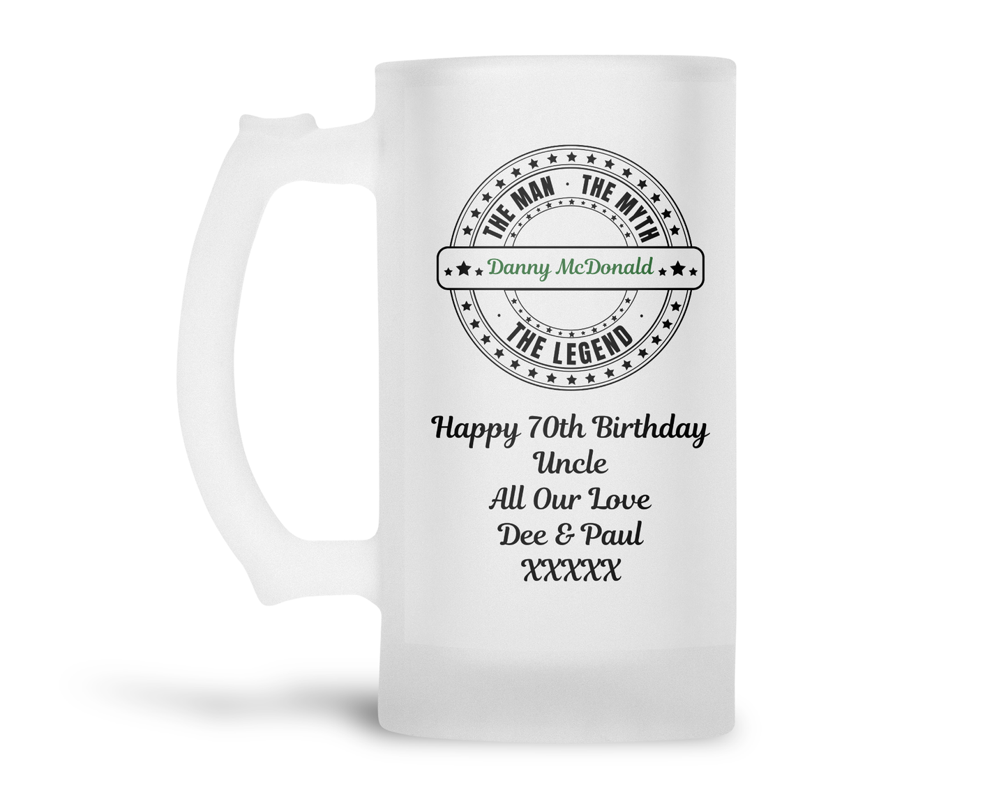 Personalised Frosted Glass Tankard - The Man The Myth The Legend