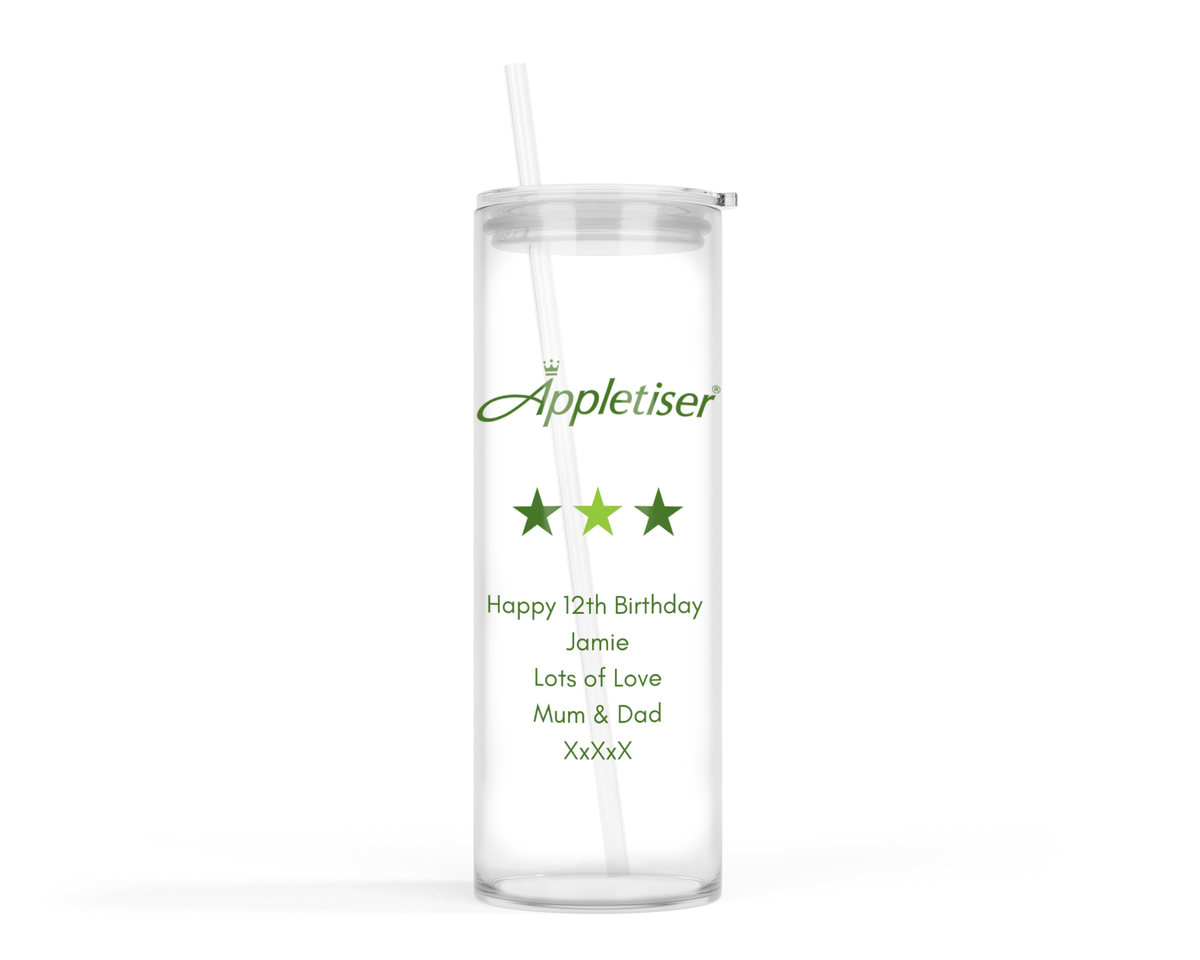 Personalised Tall Glass Tumbler - Appletiser Design
