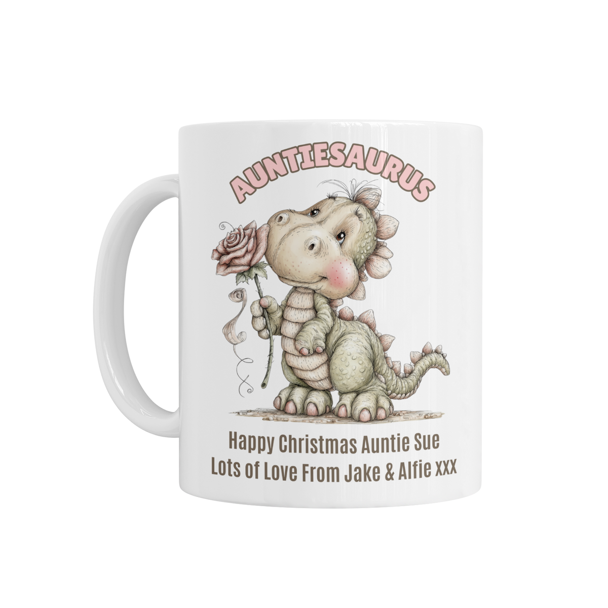 Personalised Ceramic Mug - Nanny/Auntie Dinosaur Design