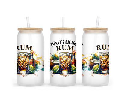 Personalised Frosted Glass Tumbler - Bacardi & Coke Design