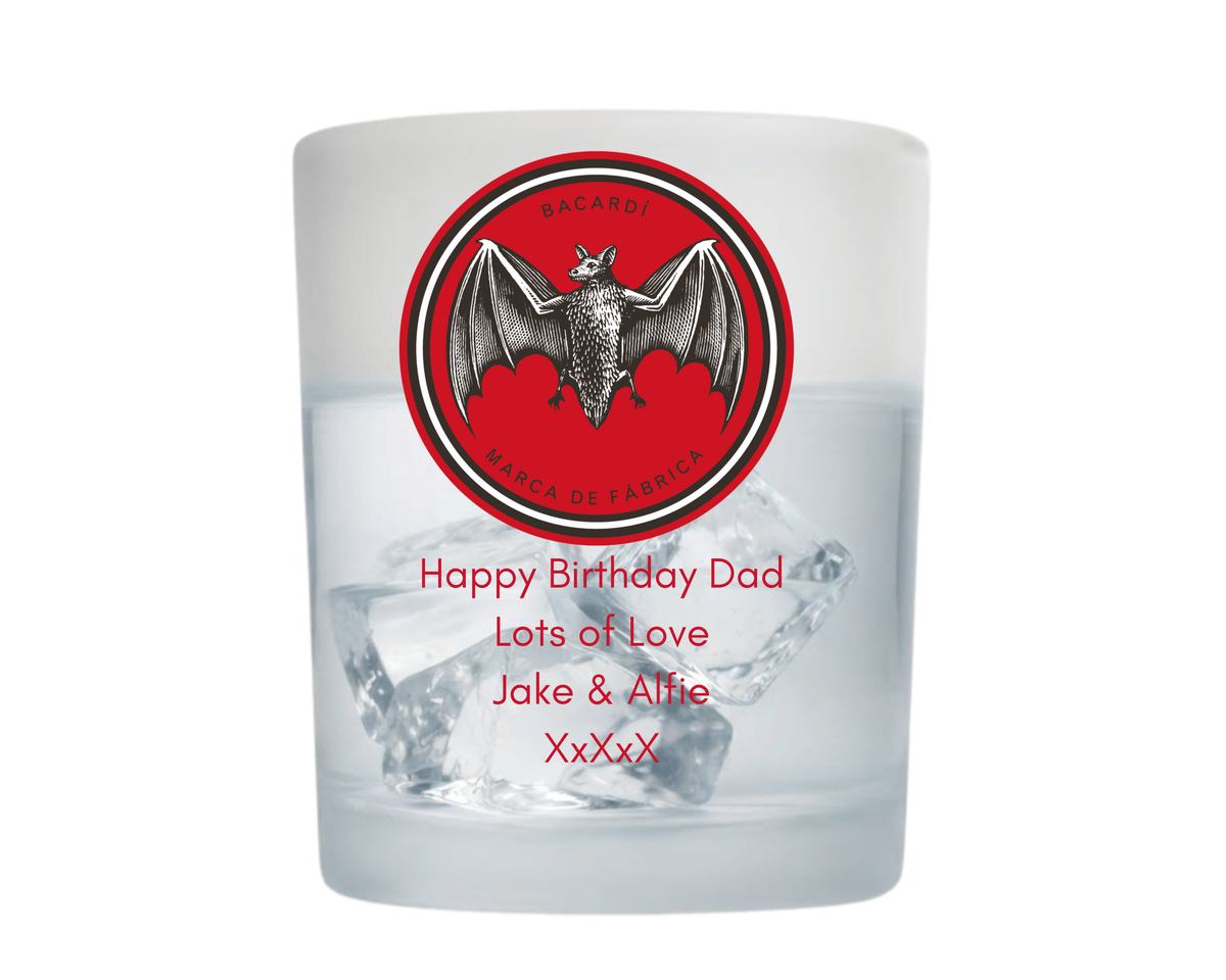 Personalised Frosted Glass Tumbler - Bacardi Design