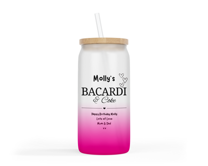 Personalised Ombre Coloured Glass Tumbler - Bacardi Design