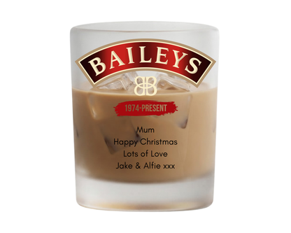 Personalised Frosted Glass Tumbler - Baileys Design
