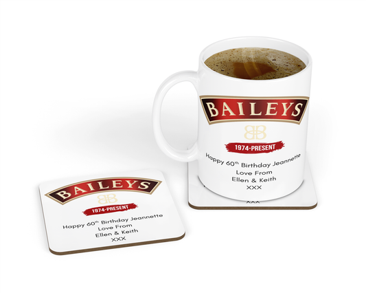 Personalised Baileys Mug & Coaster