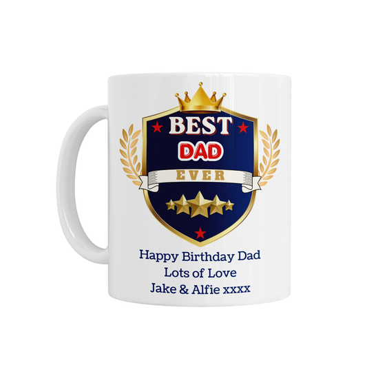 Personalised Ceramic Mug - Best Dad/Daddy Shield Design