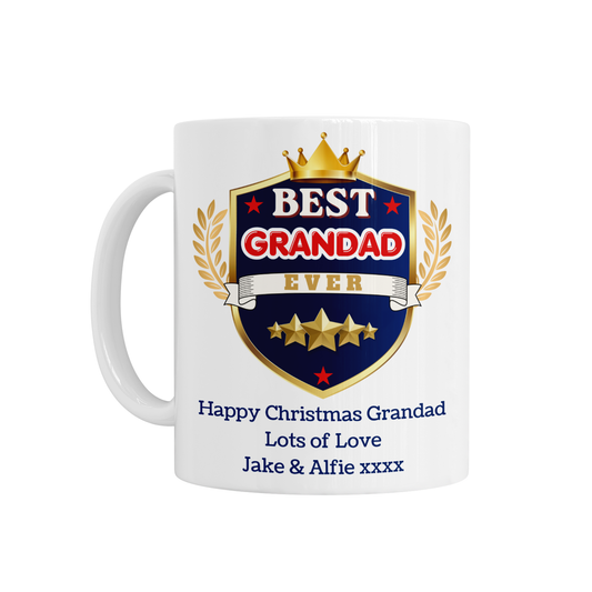 Personalised Ceramic Mug - Best Grandad Shield Design