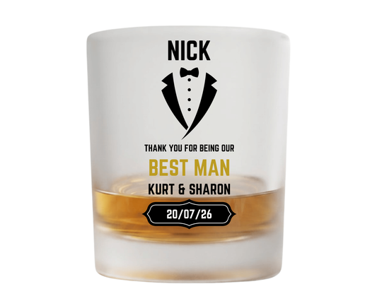 Personalised Frosted Glass Tumbler - Best Man Wedding Design