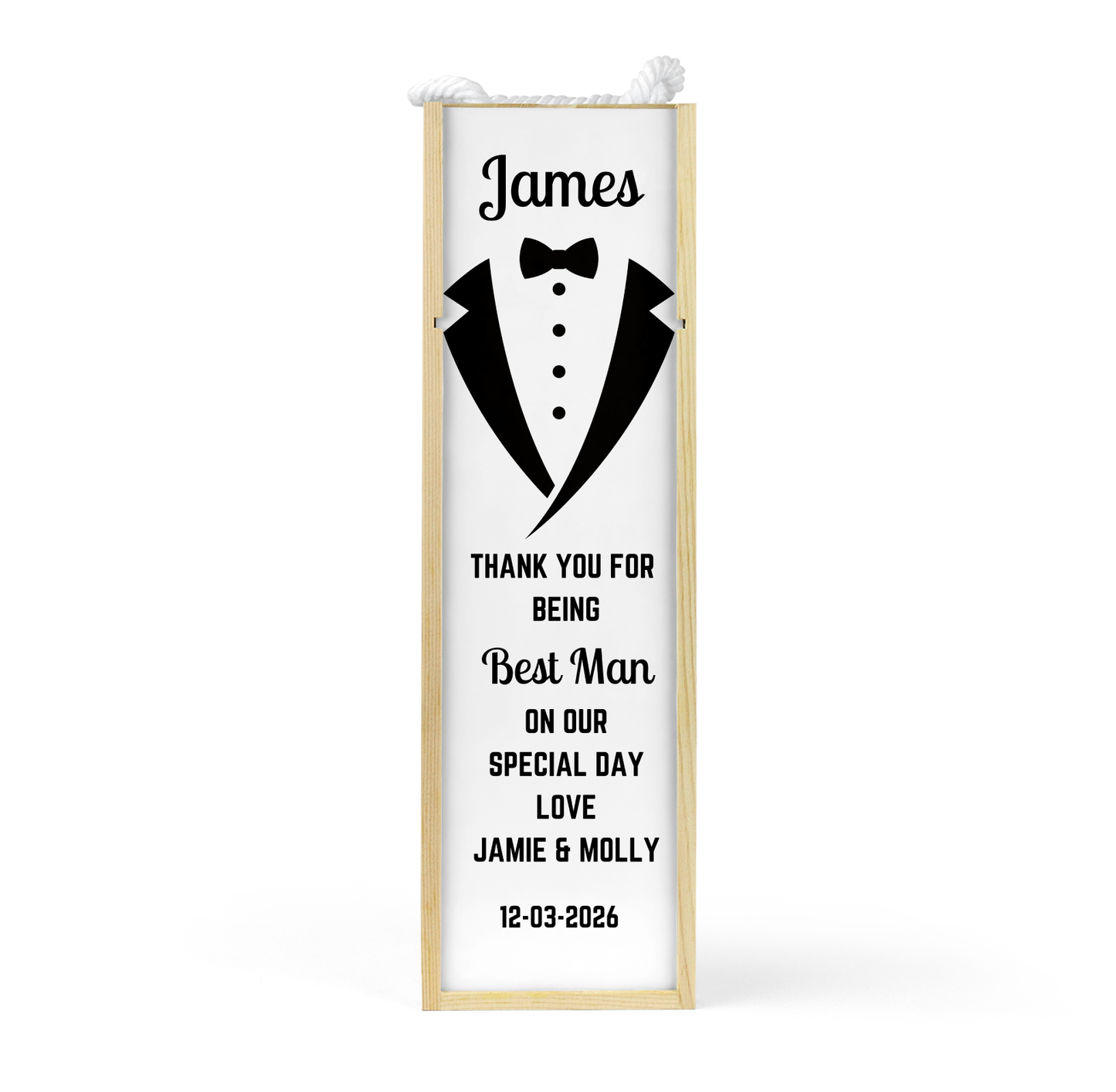 Personalised Wooden Wine Bottle Gift Box - Best Man