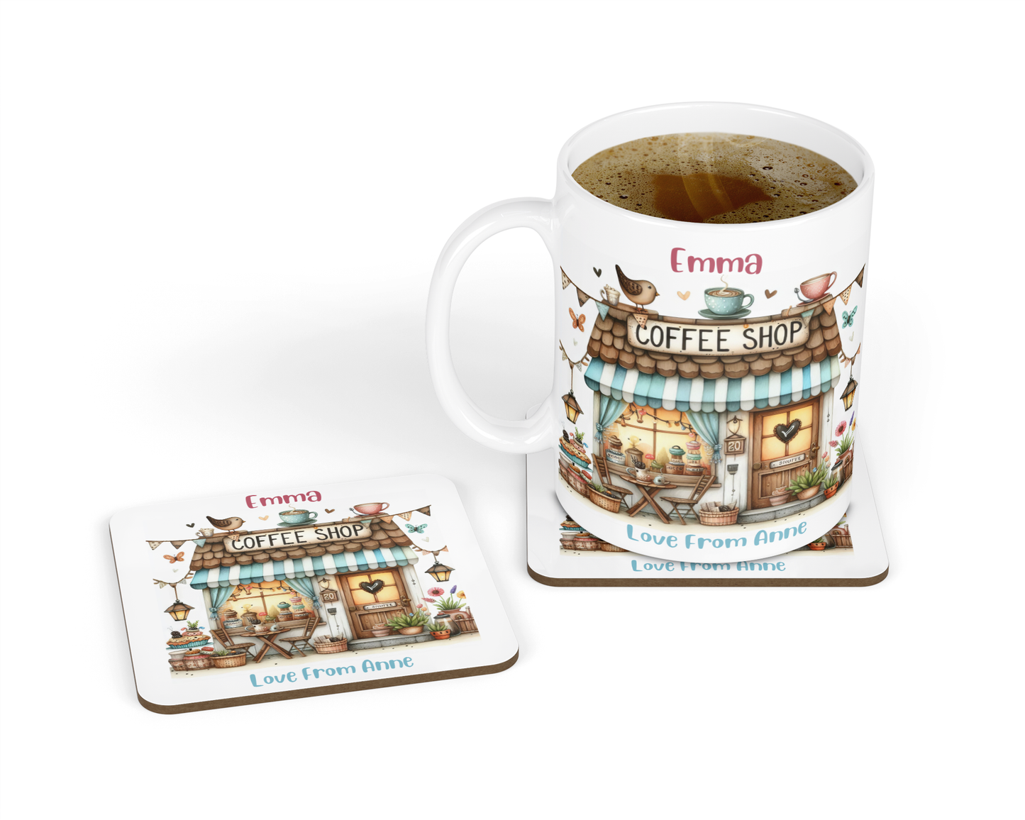 Personalised Mug & Coaster - Coffee Shop