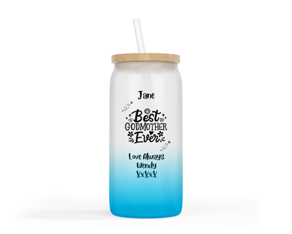 Personalised Ombre Coloured Glass Tumbler - Best Godmother