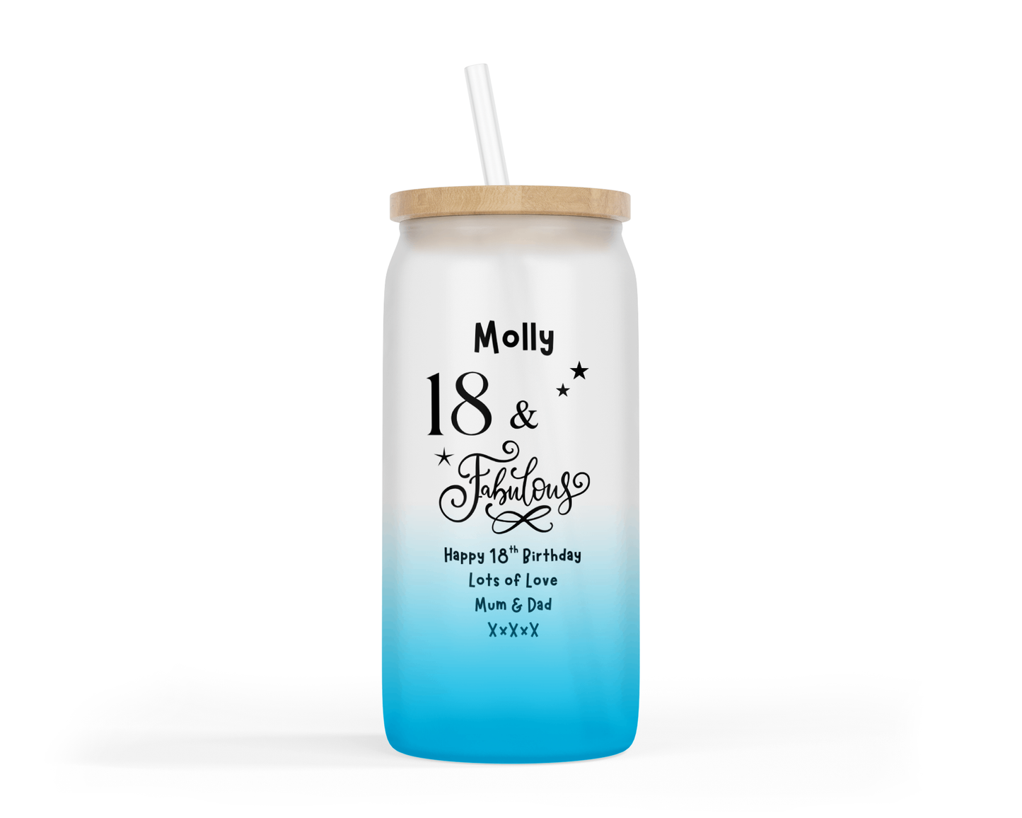 Personalised Ombre Coloured Glass Tumbler - Fabulous Birthday