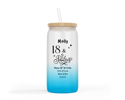 Personalised Ombre Coloured Glass Tumbler - Fabulous Birthday