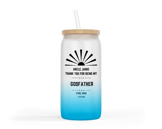 Personalised Ombre Blue Glass Tumbler - Thank You Godfather
