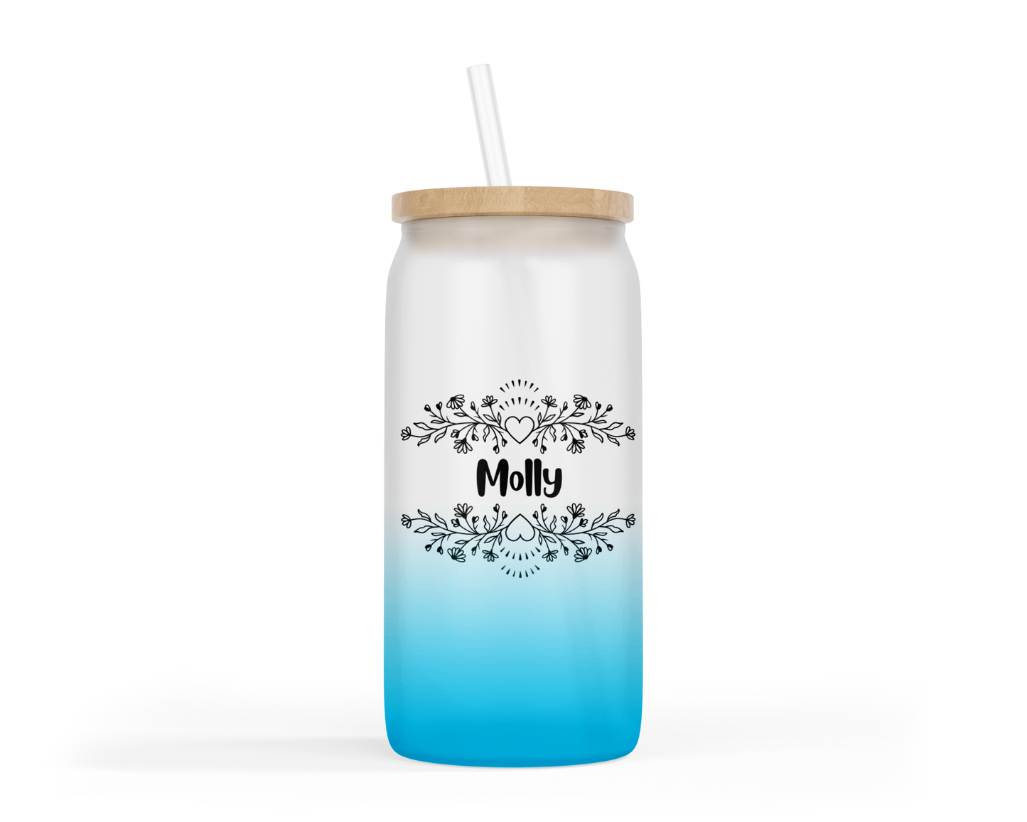 Personalised Ombre Coloured Glass Tumbler - Heart Name
