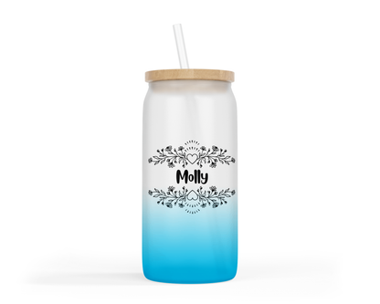 Personalised Ombre Coloured Glass Tumbler - Heart Name