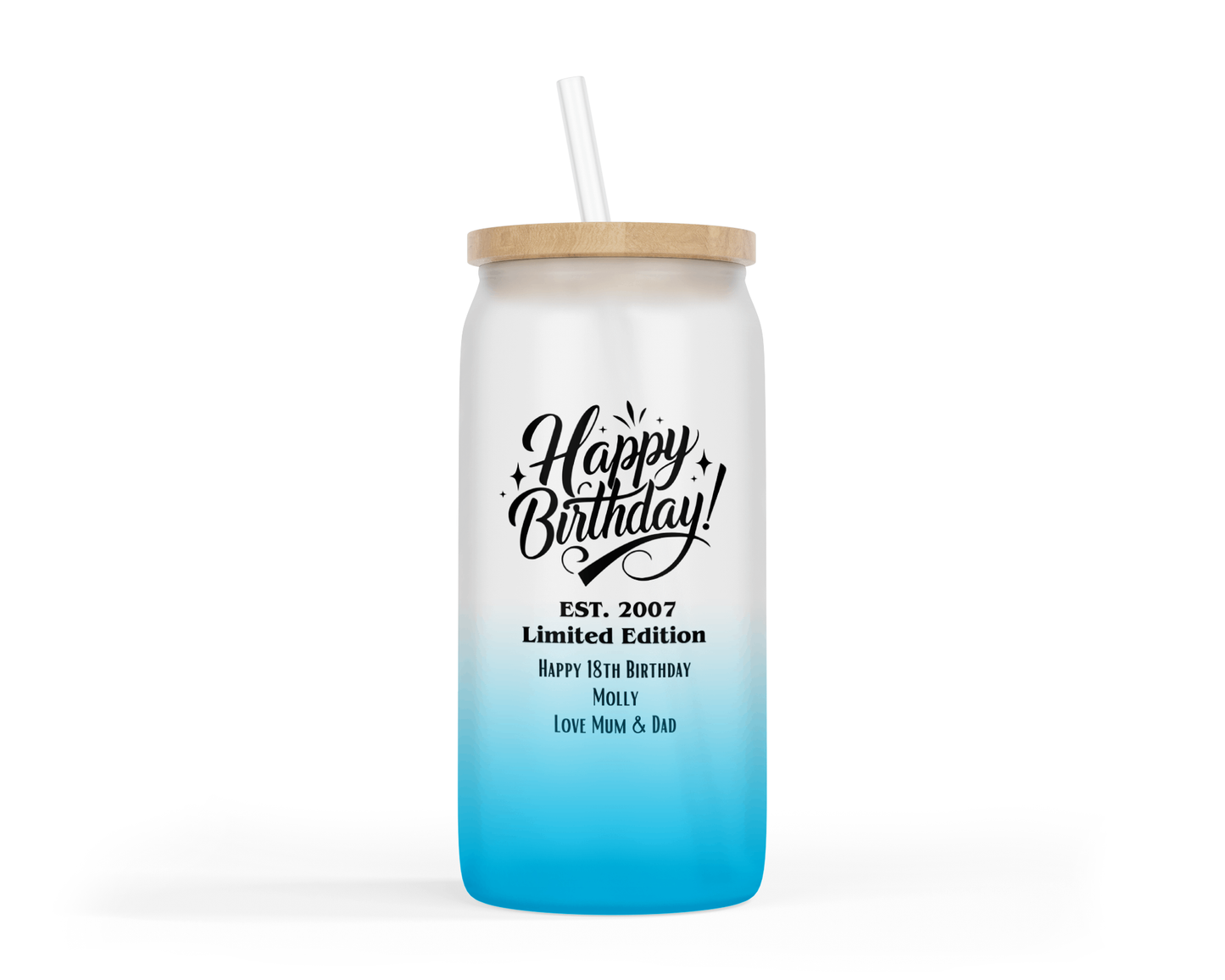 Personalised Ombre Coloured Glass Tumbler - Limited Edition Birthday