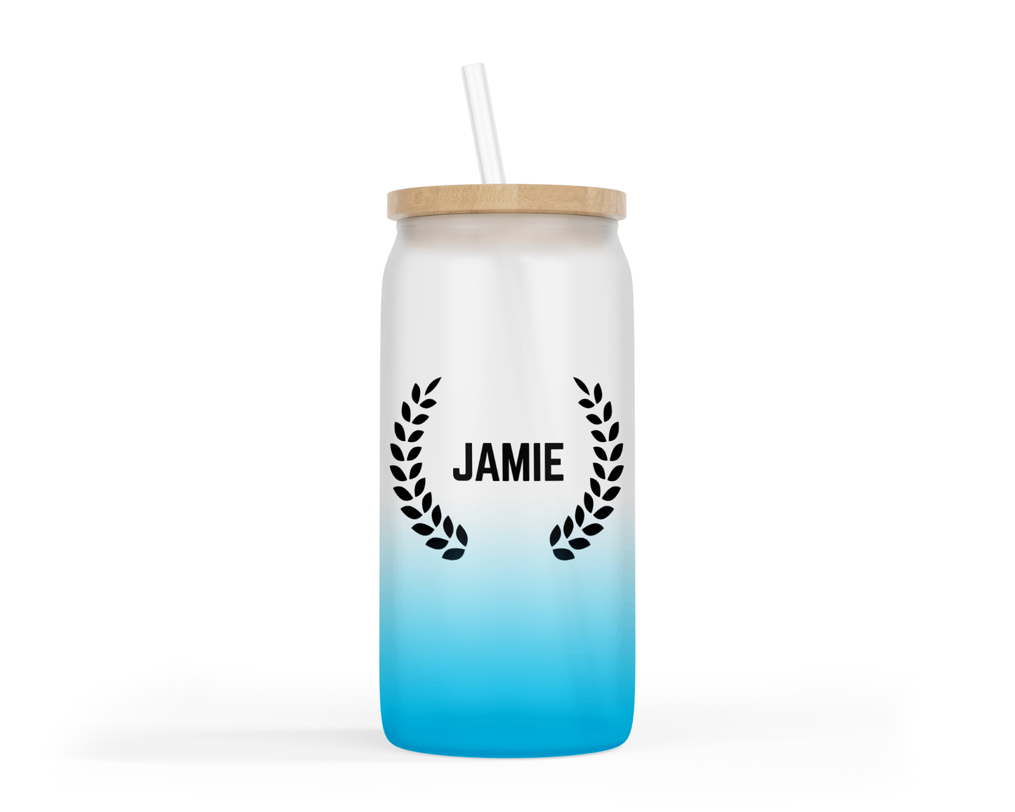 Personalised Ombre Coloured Glass Tumbler - Leaves Name