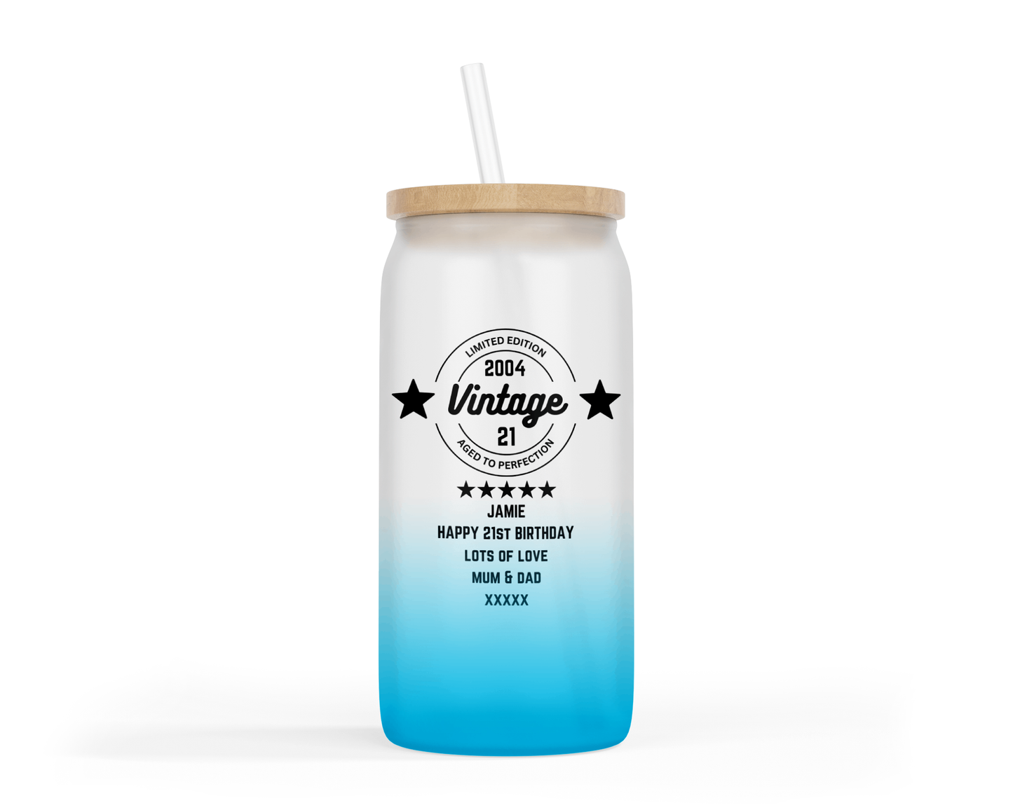 Personalised Ombre Coloured Glass Tumbler - Vintage Birthday
