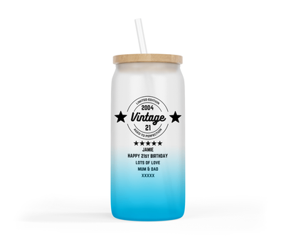 Personalised Ombre Coloured Glass Tumbler - Vintage Birthday