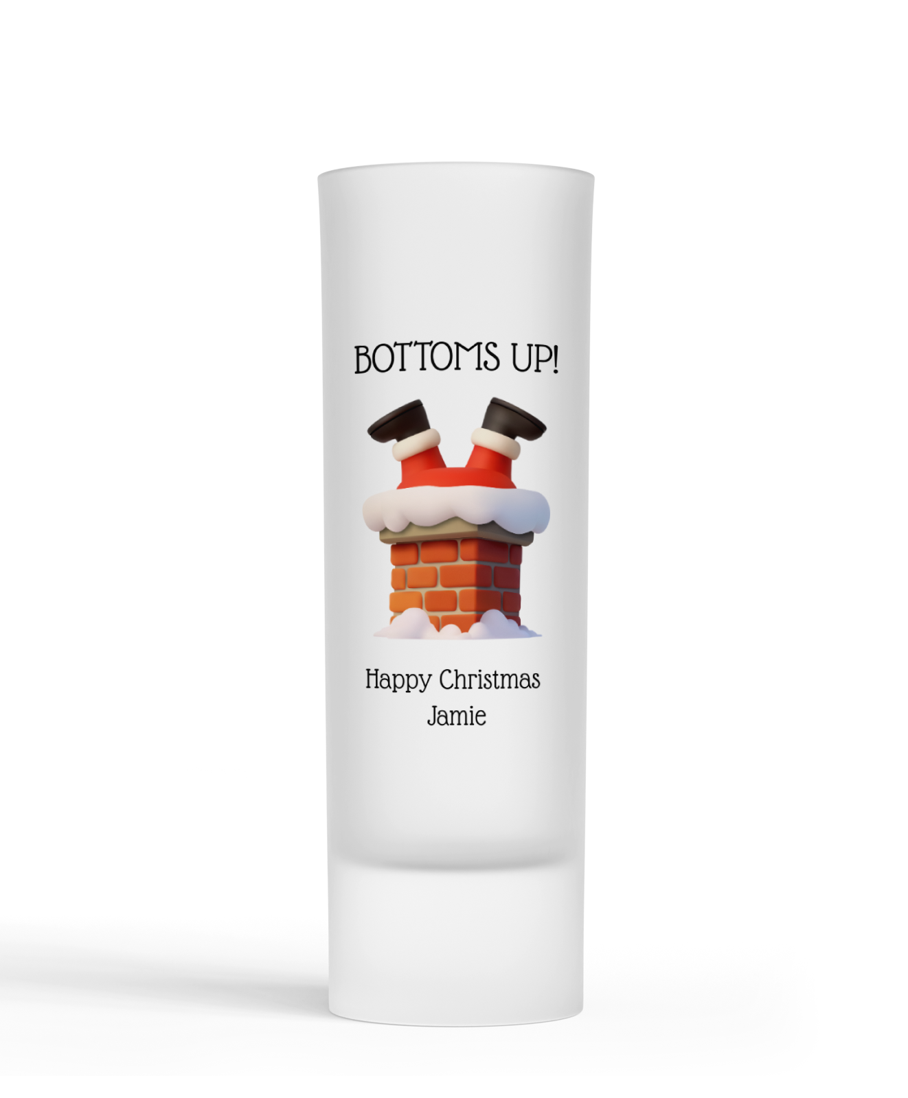 Personalised Shot Glass - Bottoms Up Christmas Design