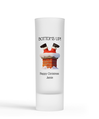 Personalised Shot Glass - Bottoms Up Christmas Design