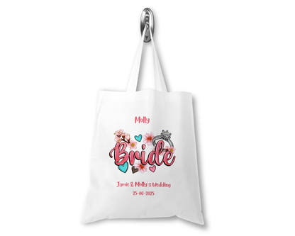 Personalised Tote Shopping Bag - Bride Wedding Design