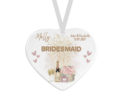 Personalised Ceramic Heart - Bridesmaid Champagne Design