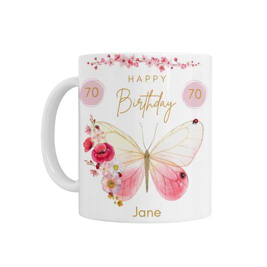 Personalised Ceramic Mug - Butterfly Birthday Design