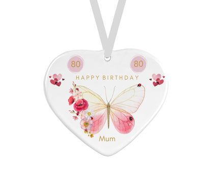 Personalised Ceramic Heart - Butterfly Birthday Design