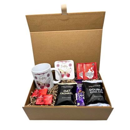 Personalised Butterfly Birthday Design Mug & Coaster Hamper Gift Box