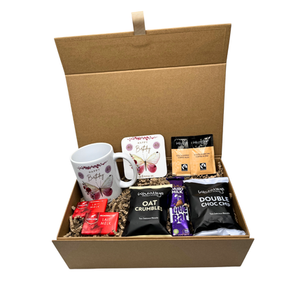 Personalised Butterfly Birthday Design Mug & Coaster Hamper Gift Box