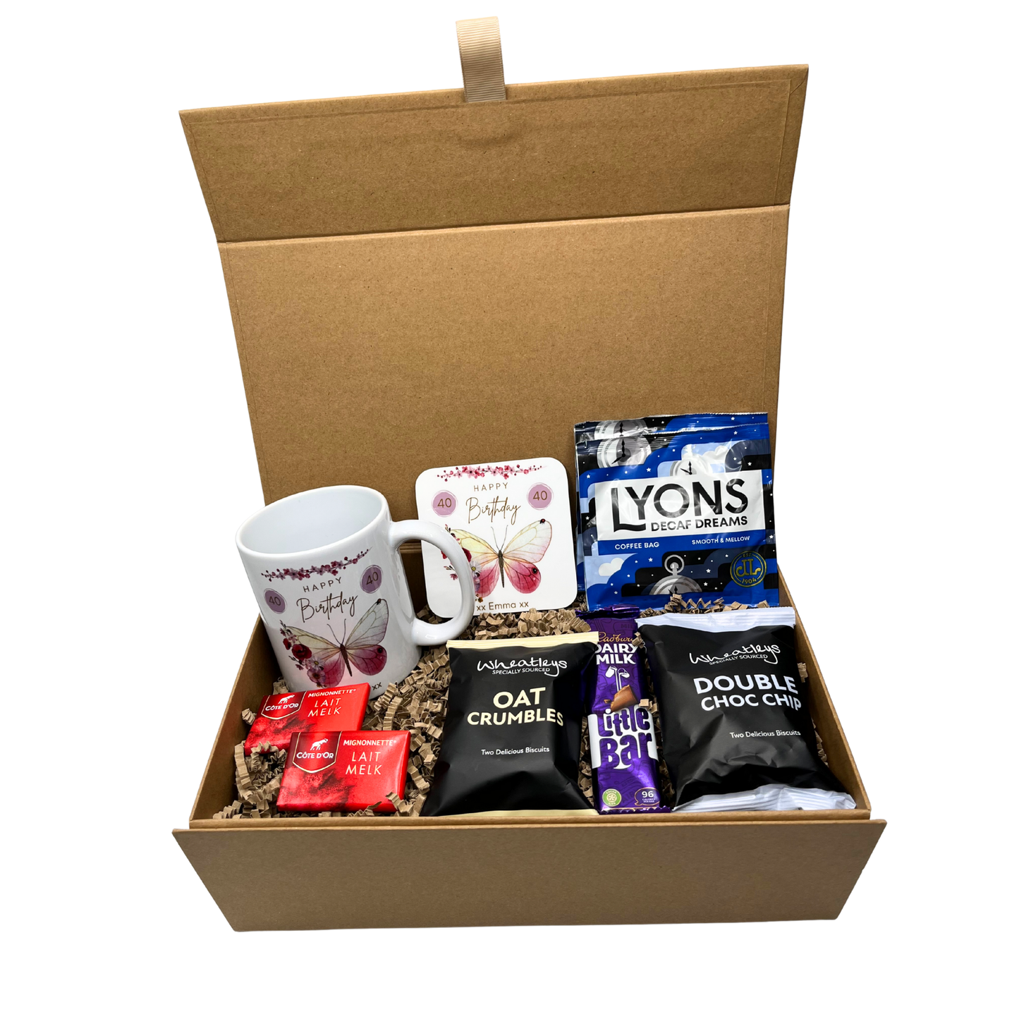 Personalised Butterfly Birthday Design Mug & Coaster Hamper Gift Box