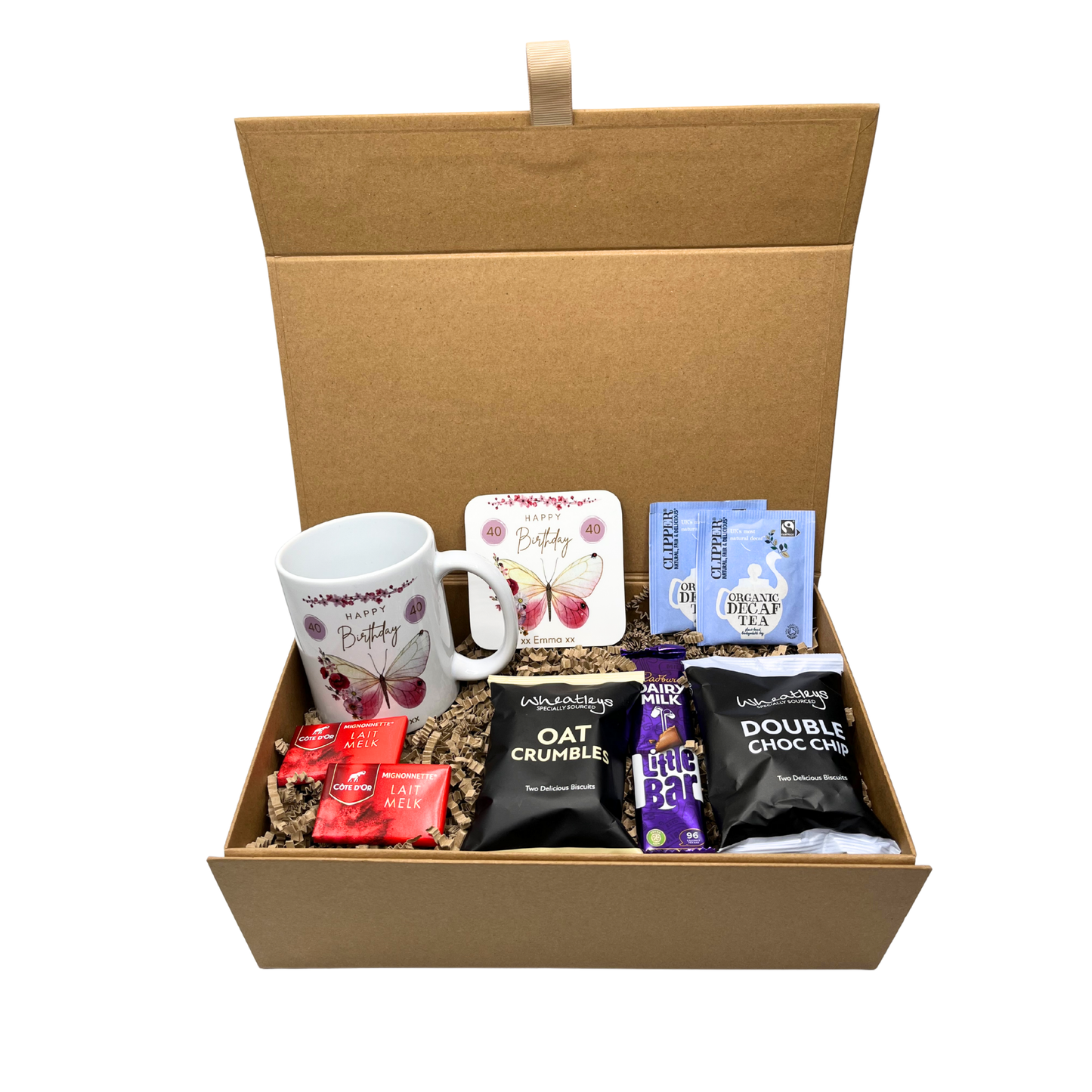 Personalised Butterfly Birthday Design Mug & Coaster Hamper Gift Box
