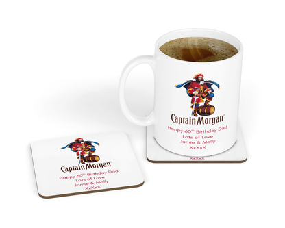 Personalised Captain Morgan Rum Mug & Coaster