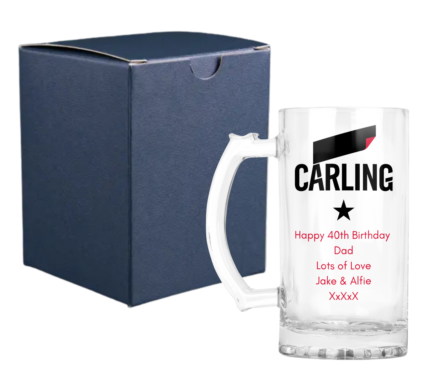 Personalised Glass Beer Tankard Mug - Carling Lager Design