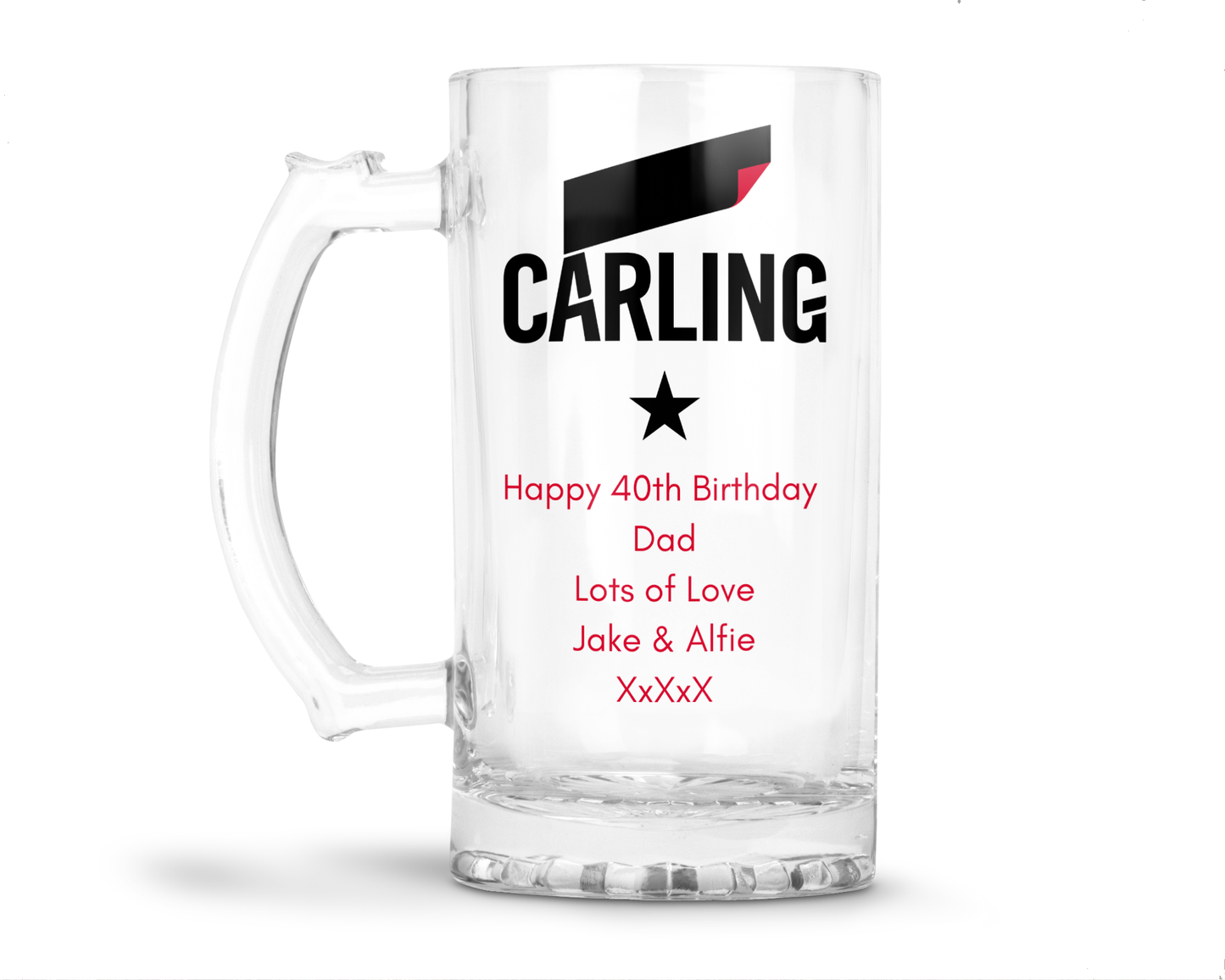 Personalised Glass Beer Tankard Mug - Carling Lager Design