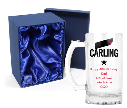 Personalised Glass Beer Tankard Mug - Carling Lager Design