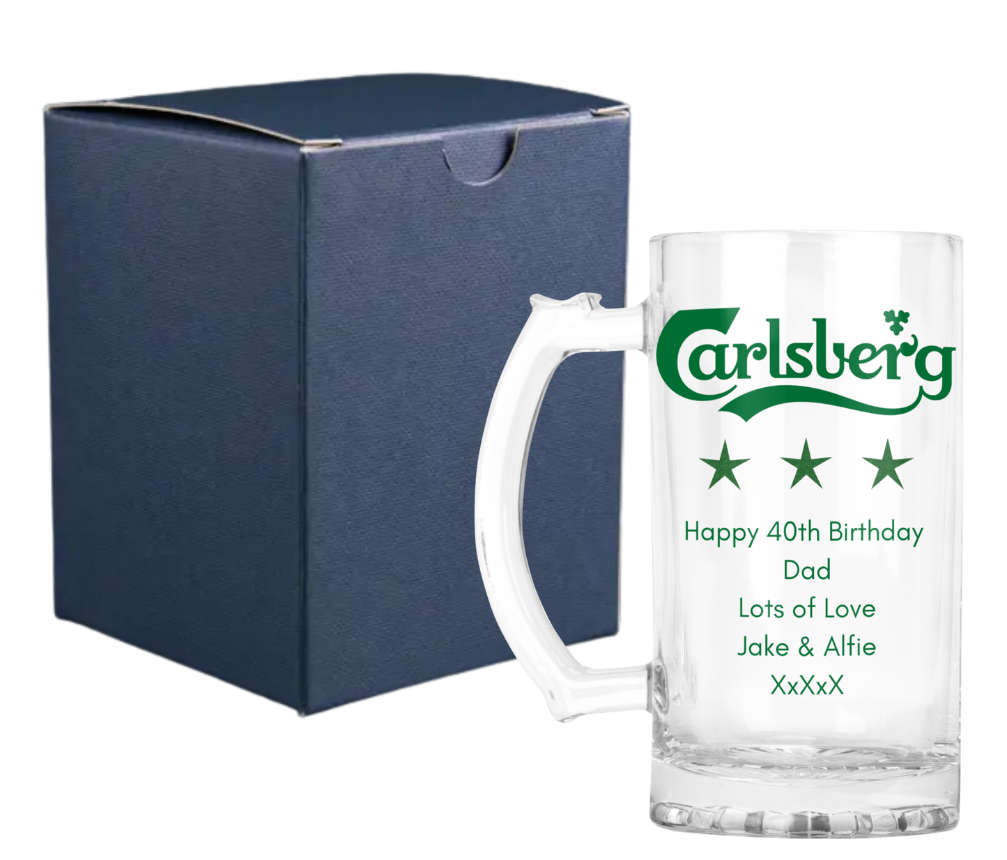 Personalised Glass Beer Tankard Mug - Carlsberg Lager Design