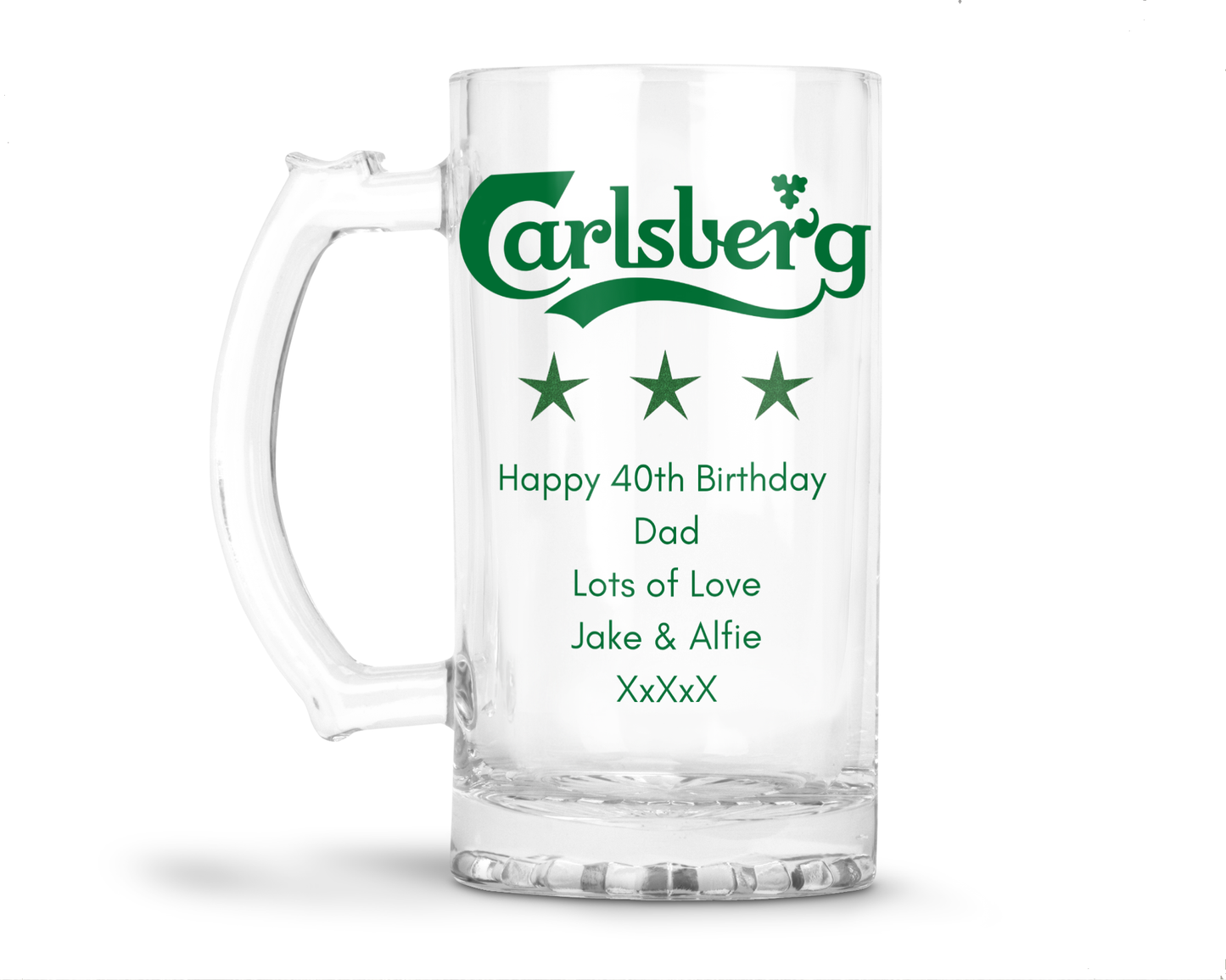 Personalised Glass Beer Tankard Mug - Carlsberg Lager Design