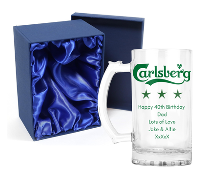 Personalised Glass Beer Tankard Mug - Carlsberg Lager Design
